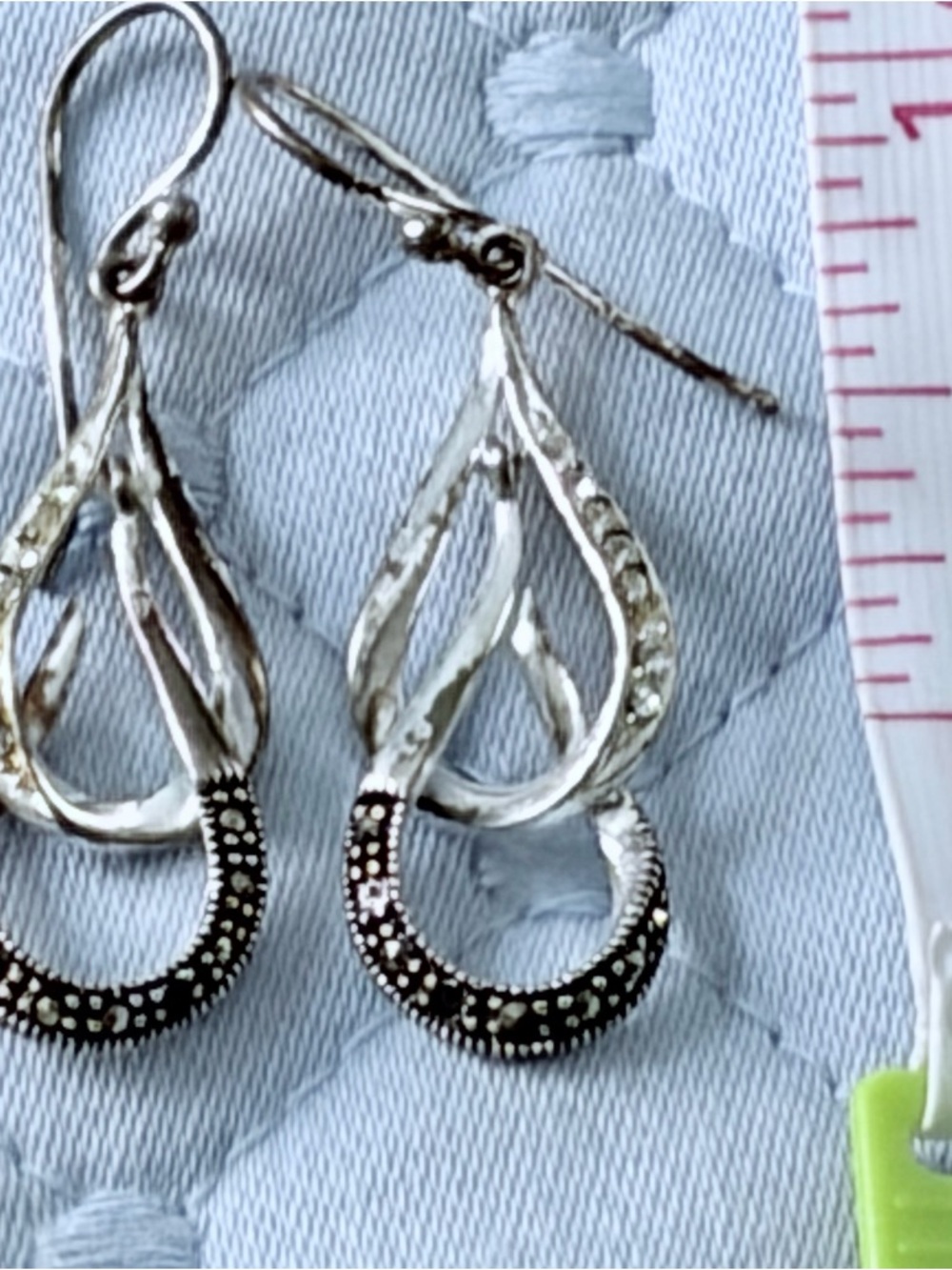 Silver marcasite and crystal earrings